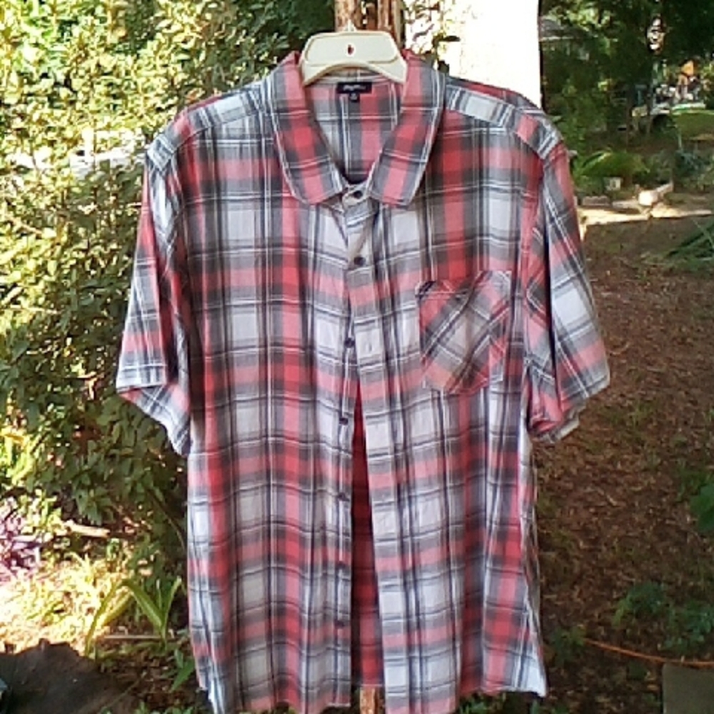 Plaid Red and Gray Men's Shirt